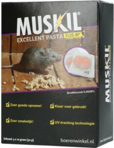 Muskil - rattengif pasta - 5x 10Gram - inclusief gratis voerdoos - Bestrijding van ratten