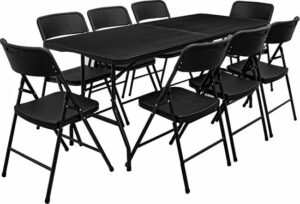 Tuinmeubelset in rotan-look - 180 cm tafel met 8 stoelen Zitgroep Opklapbaar