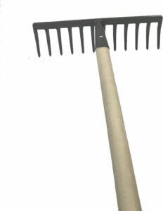 Hark metaal 12-tands gepoedercoat inclusief 150 cm lange houten steel