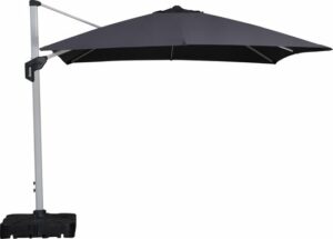 Homra parasol Bravoo - Duurzame zweefparasol - 3x3 meter - Donkergrijs - Inclusief beschermhoes - Inclusief watervulbare tegels - Kantelbaar - 360 Graden draaibaar