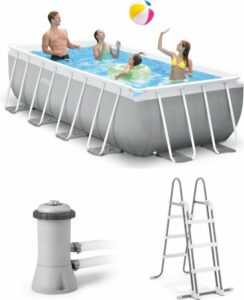 Intex Opzetzwembad - Prism Frame - 400 x 200 x 100 cm - Met pomp en ladder - Grijs