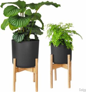 Gadgy Plantenstandaard - Set van 2 - Uitschuifbaar Plantenrek voor Bloempotten voor binnen Ø 20-30 cm - Plantentafel - Duurzaam Bamboe – Sterk en Stevig