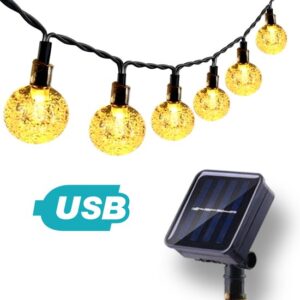 Solar Tuinverlichting op Zonneenergie 3-in-1 – 50 LED's – USB-kabel – 7m Lichtslinger – ø 2,5cm