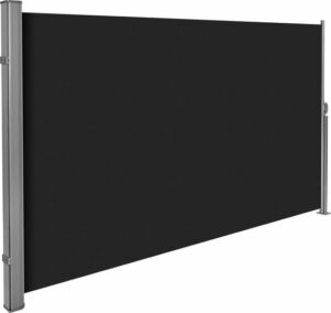Uitschuifbaar aluminium windscherm tuinscherm 180 x 300 cm zwart 401528