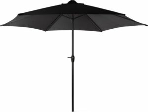 909 OUTDOOR - Kantelende Parasol - Diameter 300 CM - Staal en Polyester - Zwarte buiten parasol - Met Zwengel - Voor Tuin Balkon Terras