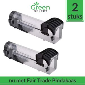 Green Select Diervriendelijke Muizenval 2 stuks - Veilig, Hygiënisch en Effectief - Inclusief Fairtrade Pindakaas
