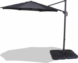 Homra LUX-XL Parasol - Duurzame zweefparasol - Ø300 cm - Donkergrijs - Inclusief beschermhoes - parasol met voet