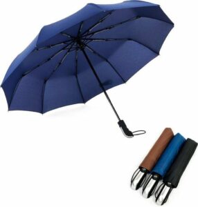 Storm Paraplu Opvouwbaar - Automatisch Uitklapbaar - Blauwe Paraplu - Zak Paraplu - Ø 105 - Windproof 100km-u - 10-Panelen Sterk