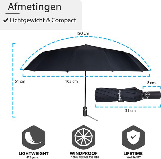 Glimp zoals dat Afgeschaft Stormparaplu kopen: stormvaste paraplu overzicht (stevig, opvouwbaar) -  Agri World