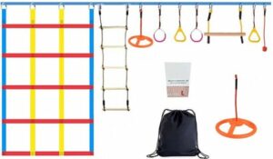 Dakta® Klimbaan - 15 Meter - Kinderspeelgoed - 10 Obstakels - Opvouwbaar - Inclusief Opbergtas - Klimrek - Speeltoestel accessoires