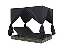 festnight loungebed voor buiten met gordijnen