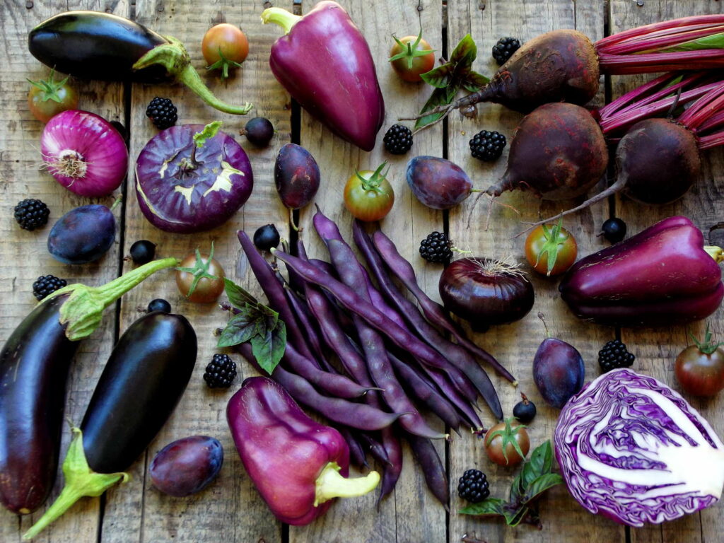 Diverse paarse groenten