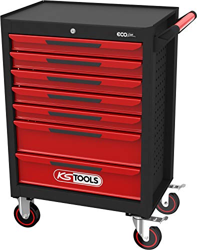 KS Tools 897.0007 ZWART/ROT Ecoline Werkplaatswagen met 7 laden, Zwart Rood, One size fits all