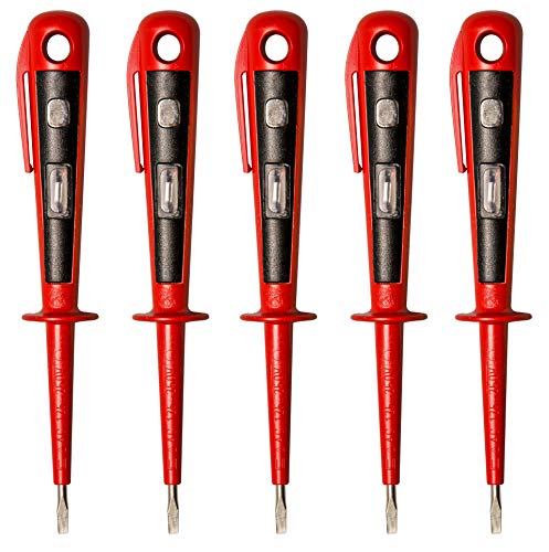 H + H Werkzeug 45400 5 x 45400 Euro tester/spanningstester/fasentester tot 250V GS getest volgens VDE 0680 Made in Germany, rood/zwart, 150 mm