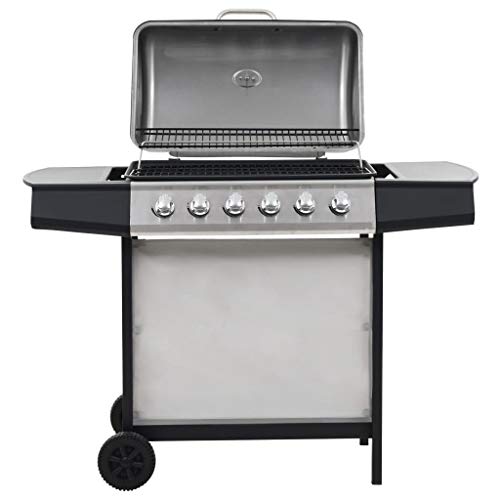 Chenshu Gas Grill met 6 Branders, Grill Gas, Gas Tafel Grill, Tafel Gas Grill, Grill Voor Balkon, Combinatie Grill, Grill Station,n Roestvrij Staal Zilver