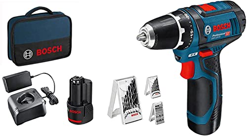 Bosch Professional 12V Systeem Draadloze Schroevendraaier GSR 12V-15 (incl. 2x2.0 accu + lader, 39st. accessoireset, in tas) - Amazon Exclusive Set