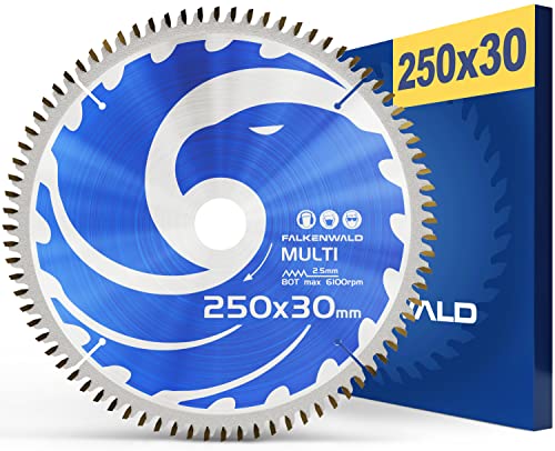 FALKENWALD ® zaagblad 250x30 mm - Ideaal voor hout, metaal &aluminium - Cirkelzaagblad 250x30 compatibel met verstekzaag & cirkeltafelzaag van Bosch & Metabo - Multi cirkelzaagbladen 250x30
