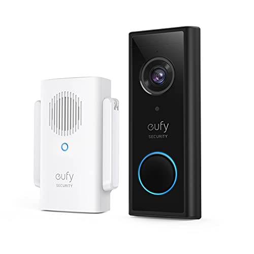 eufy Security Video Doorbell 2K HD draadloze beveiligingscamera met deurbel &deurbel, batterijgevoed, A.I. persoonsdetectie met AI, tweezijdige audio, moeiteloze installatie