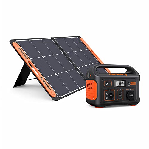 Jackery Solar Generator 500, 518WH draagbare powerstation met SolarSaga 100W zonnepaneel, 230V / 500W mobiele voeding met LCD-scherm voor campingvakanties, outdoor avontuur en noodgevallen