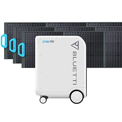 BLUETTI Zonnegenerator EP500 met 3 PV200 200W Falkale zonnepanelen, 5100Wh LiFePO4 batterij back-up met 3 2000W AC uitgangen (4800W piek), UPS back-up voeding voor off-grid systeem