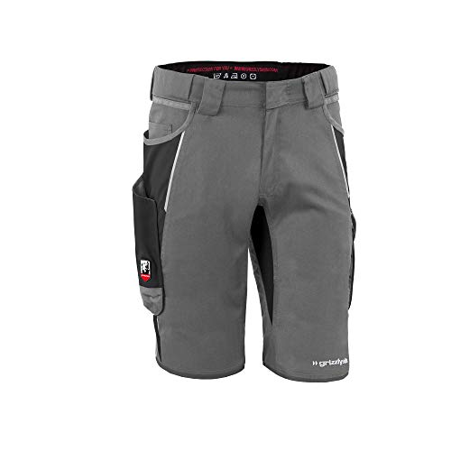 Grizzlyskin Work Shorts Grijs/Zwart N42 - Unisex Workwear Korte werkbroek voor mannen en vrouwen, Cordura beschermende broek