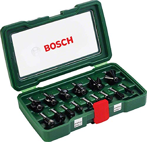 Bosch 15 stuks. Hardmetalen freesset (voor hout, Ø schacht 8 mm, freesaccessoires)