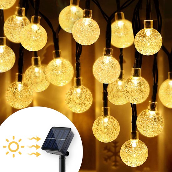 Happy Goods - Tuinverlichting op zonne-energie - Solar tuinverlichting - 7 meter - 50 solar led - crystal lampjes ø 1,7 cm - Verlichting voor in de tuin - energiebesparing - kerstverlichting Buiten