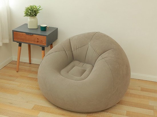 Opblaasbare sofa - beige - loungestoel - ligstoel - beanless zitzak - relax stoel - comfortabel - hoge kwaliteit - eenpersoons stoel