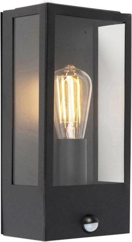QAZQA rotterdam - Moderne Wandlamp met Bewegingsmelder | Bewegingssensor | sensor voor buiten - 1 lichts - D 110 mm - Zwart - Buitenverlichting