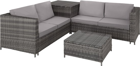 tectake - Wicker zitgroep Siena - diverse kleuren - grijs - 404625