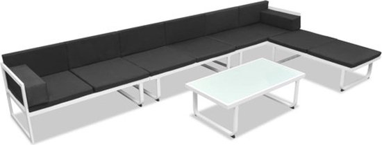 vidaXL 5-delige Loungeset textileen aluminium zwart