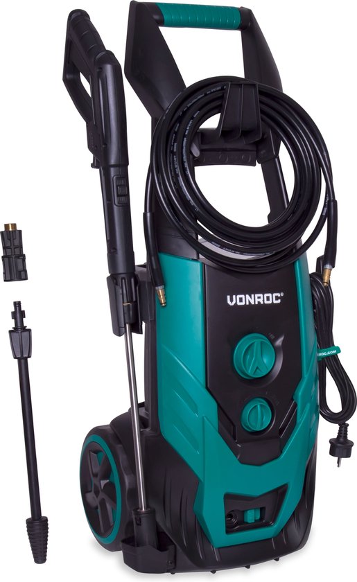 VONROC Hogedrukreiniger V22-1 2200W – 170 bar – 450 l/h – Incl. 8m slang, reinigingsmiddelen tank, spuitstukken en accessoires