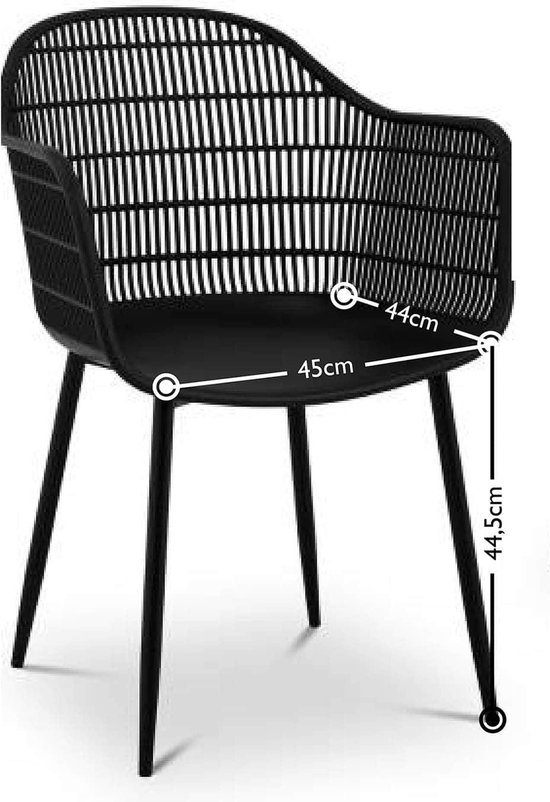 Fromm & Starck Stoel - set van 2 - tot 150 kg - zitting 45 x 44 cm - zwart
