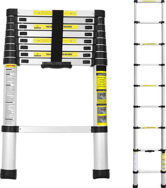 IMTEX Telescopische ladder - aluminium - 3.80 meter hoog