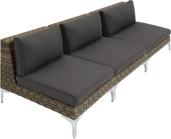 tectake - Modulaire wicker set Villanova natuur - 3 x middendeel - 404658