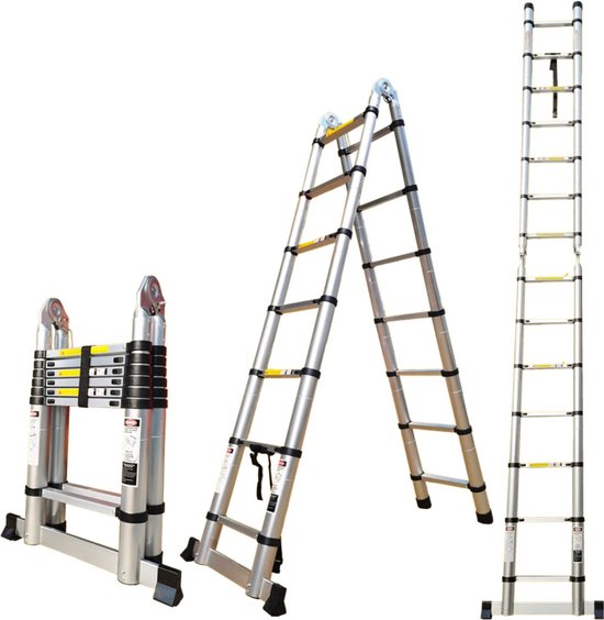 Truskore® Multifunctionele Telescopische ladder 4.4 meter - Incl. Draagtas - Aluminium - Telescoop ladder - Stevig & Vertrouwd