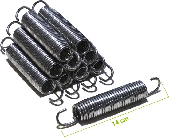 Universele Trampoline Veren - Lengte 14 cm - Set van 10 stuks - Hoge Kwaliteit Trampoline Veer - Verenset van gegalvaniseerd staal