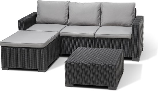 Allibert California Chaise Longue Loungeset - 3-4 personen - Grafiet