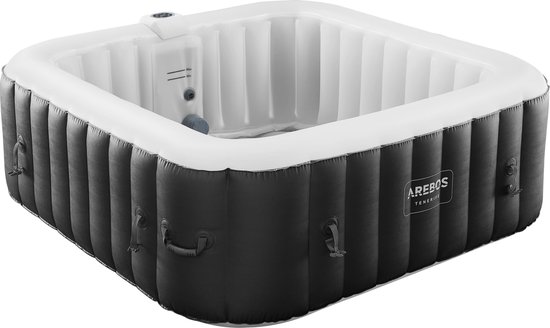 AREBOS Jacuzzi Opblaasbaar - Bubbelbad Voor 6 personen - Hottub - met Jacuzzi Accessoires - met LED