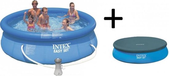 Intex Easy Set Opblaasbaar Zwembad - 366 cm - Inclusief Filterpomp en Afdekhoes