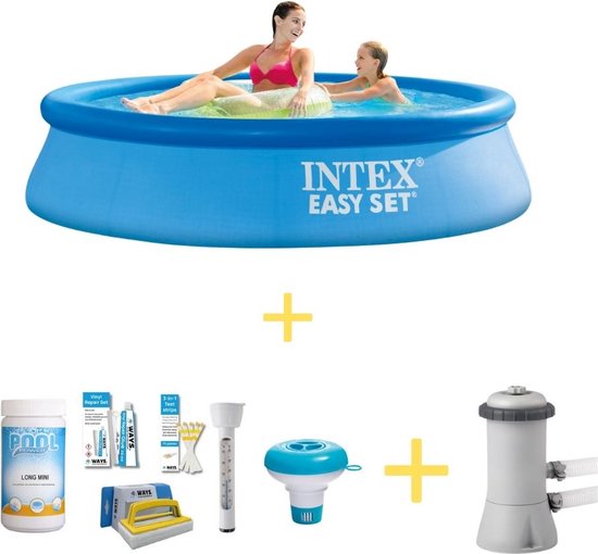 Intex Zwembad - Easy Set - 244 x 61 cm - Inclusief WAYS Onderhoudspakket & Filterpomp