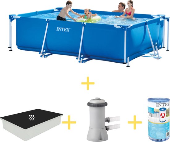 Intex Zwembad - Frame Pool - 300 x 200 x 75 cm - Inclusief Solarzeil, Filterpomp & Filter