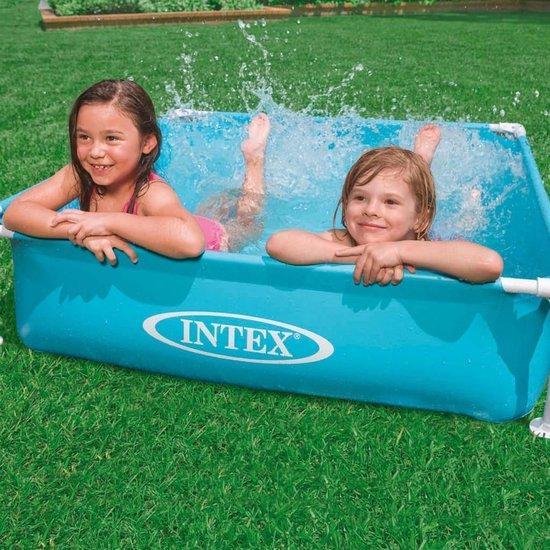 intex zwembad mini opzet zwembad frame | blauw | 122x122 cm | kinderzwembad | bassin | vierkant | vanaf 3 jaar |buiten | (Incl schroefventiel en reparatiesetje)