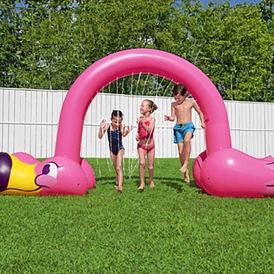 Bestway - Watersproeier - Waterstralen- Sproeier - Sprinkler - Tuindouche - Opblaasbare Flamingo voor in de tuin - 193 x 340cm