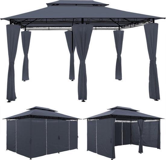 Casaria Paviljoen Topas 3x4m zijwanden metaal waterafstotend partytent antraciet
