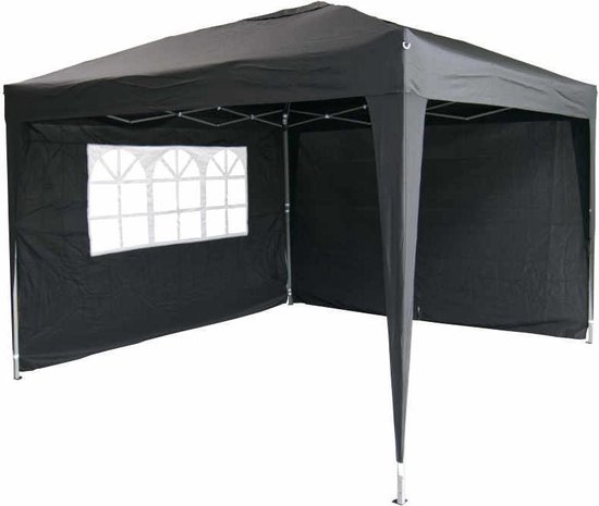 Garden Royal Partytent 3x3m Easy Up zwart met 2 zijwanden