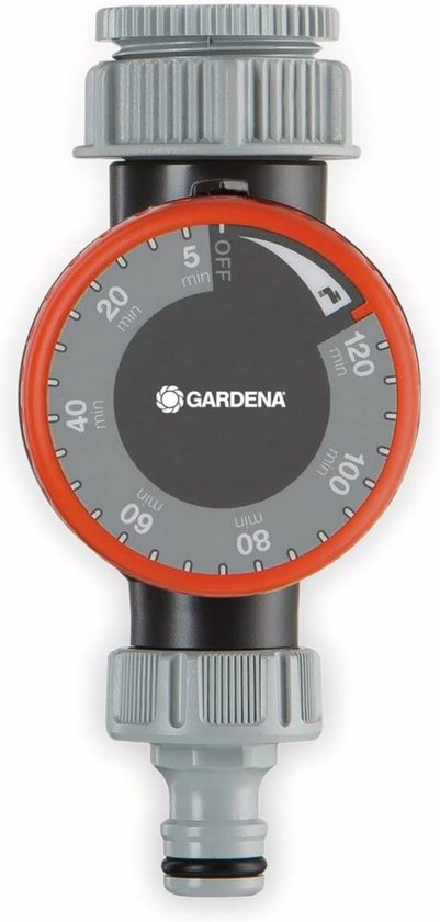 Gardena Irrigatieklok: Automatische Schakelklok Voor Waterkranen 26,5 mm (G 3/4) Of 33,3 mm (G1), Flexibele Besproeiingsduur (5-120 Min.), Eenvoudig Aan Te Sluiten Dankzij Snelsteeksysteem (1169-20) [Energieklasse A+]