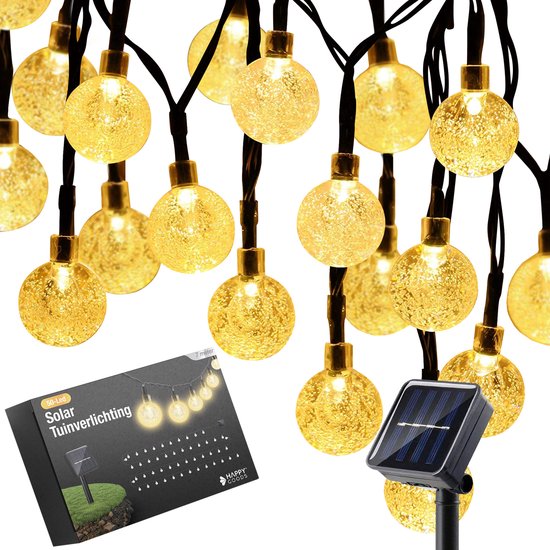 Happy Goods Solar Tuinverlichting op Zonneenergie - 50 LED - 7 Meter (5 meter verlicht) - Lampjes Slinger - Lichtsnoer Buiten - Fairy Lights - Solar - Sfeerverlichting - Buitenverlichting - Buitenlamp