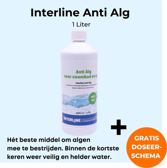 Interline Anti Alg 1 liter - Inclusief doseerschema - Anti Alg voor zwembad - Algenbestrijding - Anti Alg voor kleine en middelgrote zwembaden