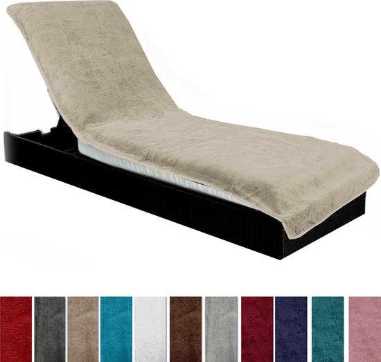JEMIDI badstof overtrek voor ligstoelen - Handdoek 100% katoen - Handdoek voor loungebedden - Katoenen hoes 200 cm x 75 cm